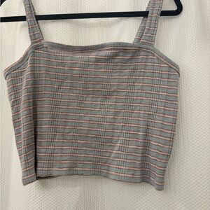 American Eagle Outfitters Plaid Crop Top in light blue and orange